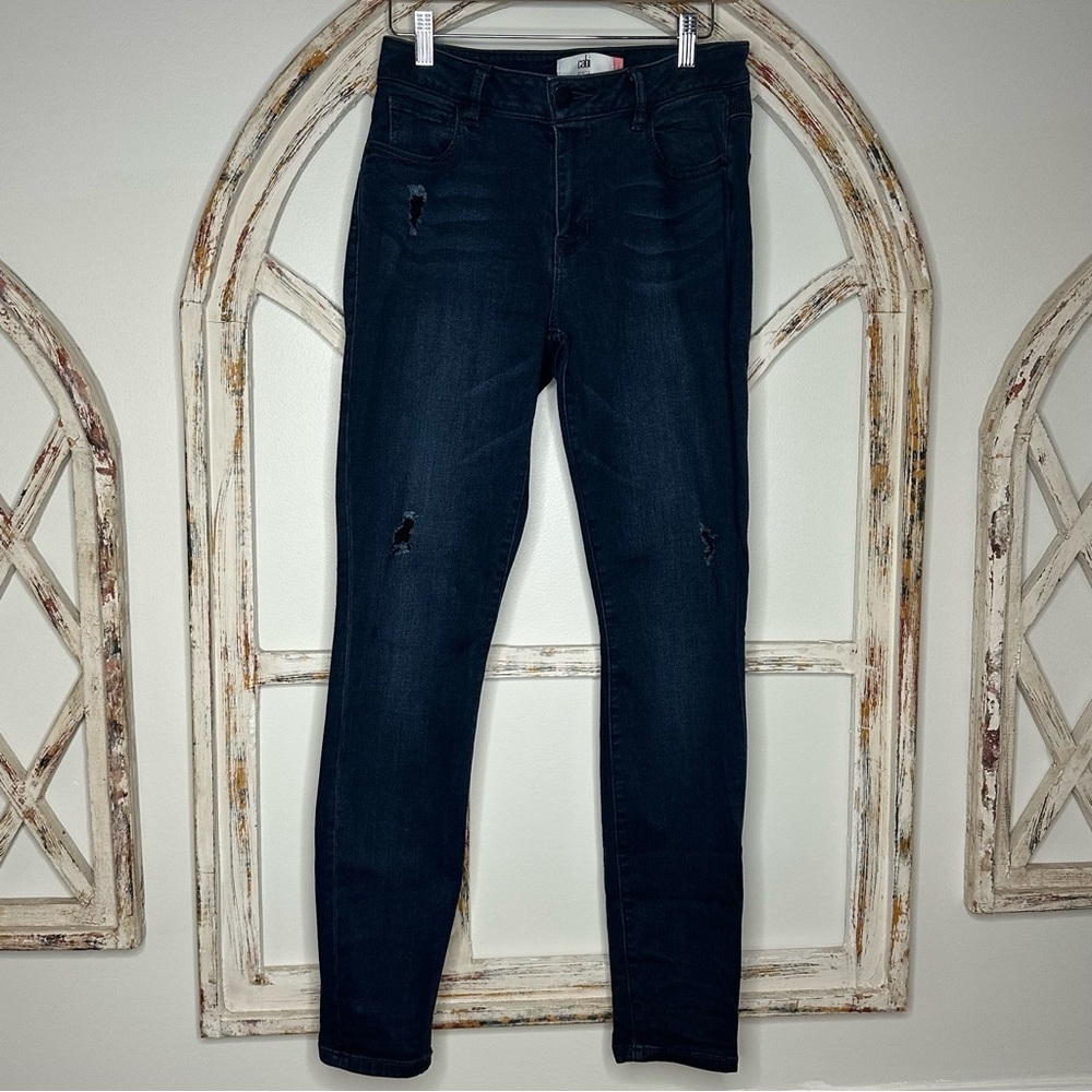 CAbi Style #3194 Dark Dusk Curvy Skinny Distressed Jeans- Size 6 - Picture 3 of 10